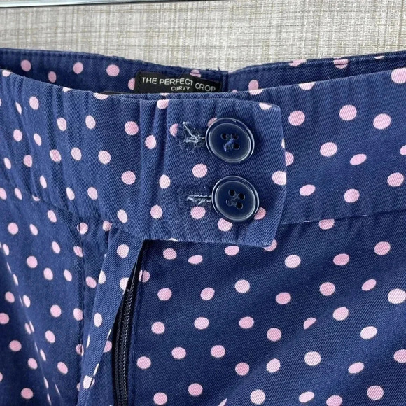 Talbots The Perfect Crop Curvy Blue w/Pink Polka Dot Pants 8 -2233/11 B - Picture 7 of 10